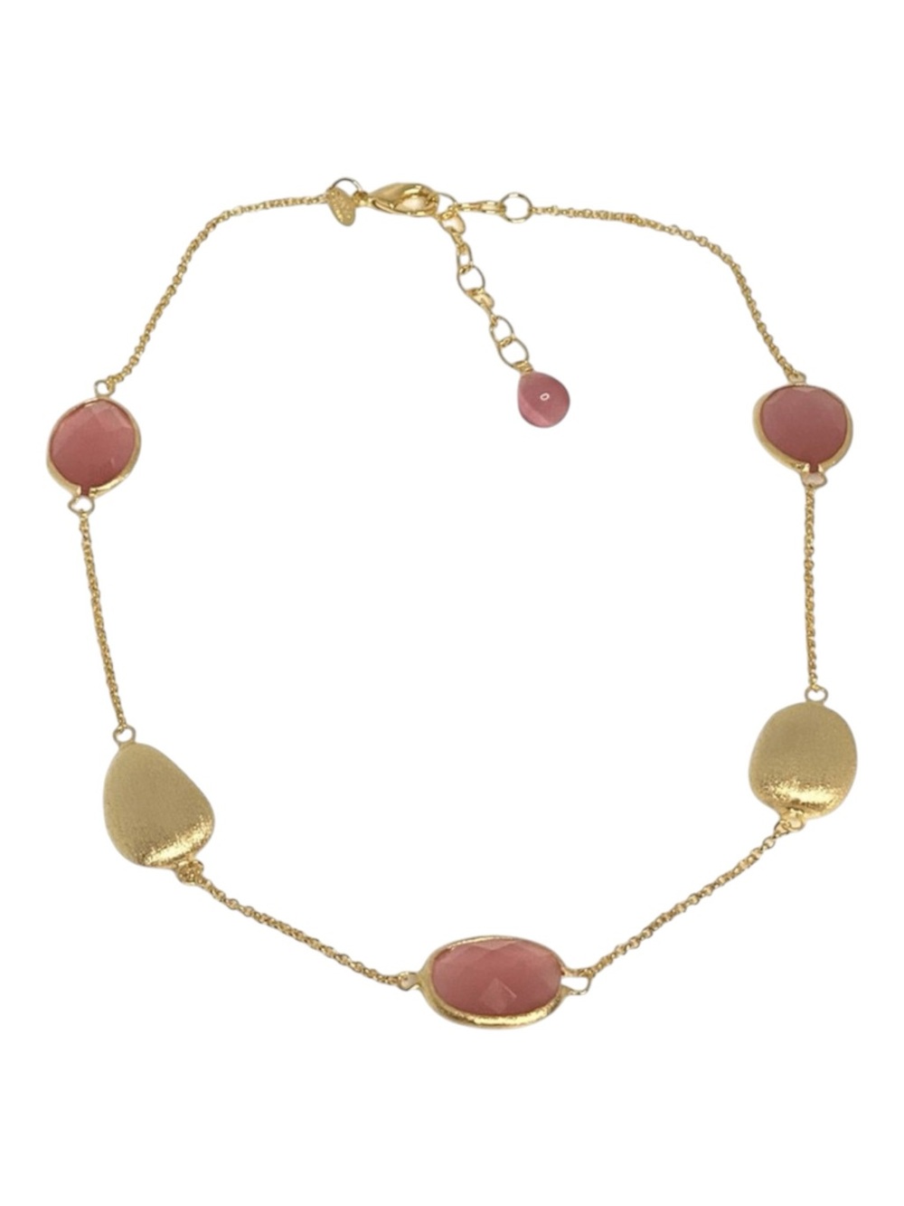 new Rivka Friedman ๐ Pink Cat's Eye Gemstone Necklace ๐ Satin Finish Gold ๐ - Picture 5 of 16